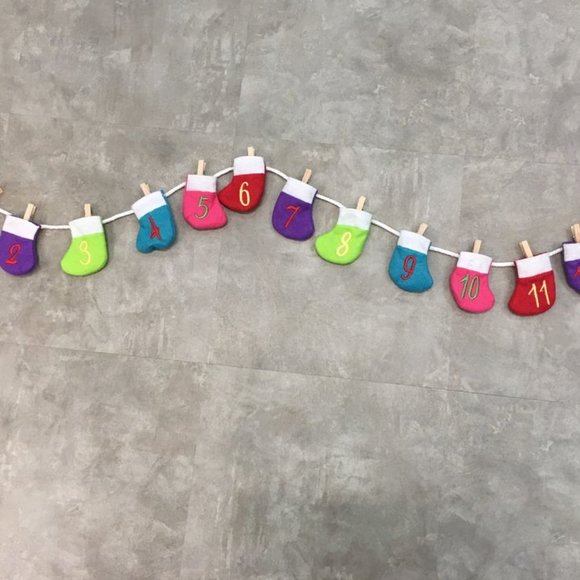 NEW! Advent Calendar Multicolor Stockings Reusable - Picture 3 of 7